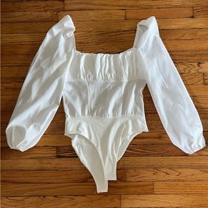 Princess Polly White Long-Sleeved Bodysuit, Size 6